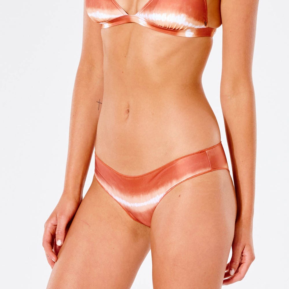 Rip Curl Classic Surf Eco Cheeky Coverage Bikini Bottom in Light Rust