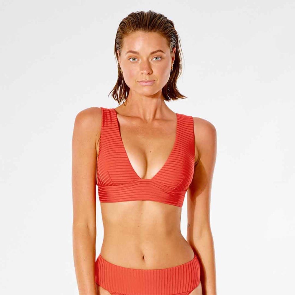 Rip Curl Premium Surf Deep V Bikini Top in Red