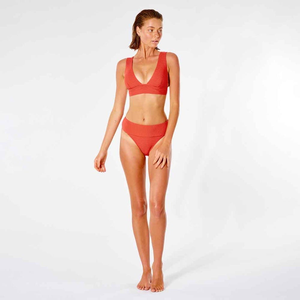 Rip Curl Premium Surf Deep V Bikini Top in Red