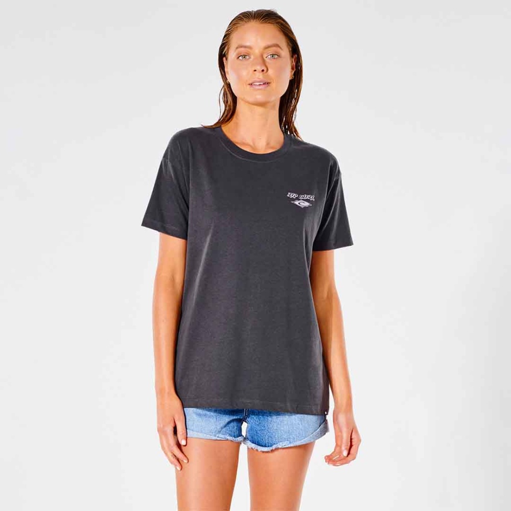 Rip Curl Fadeout Icon T-Shirt in Washed Black