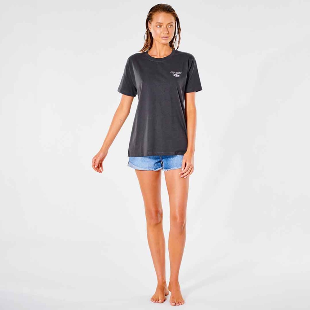 Rip Curl Fadeout Icon T-Shirt in Washed Black