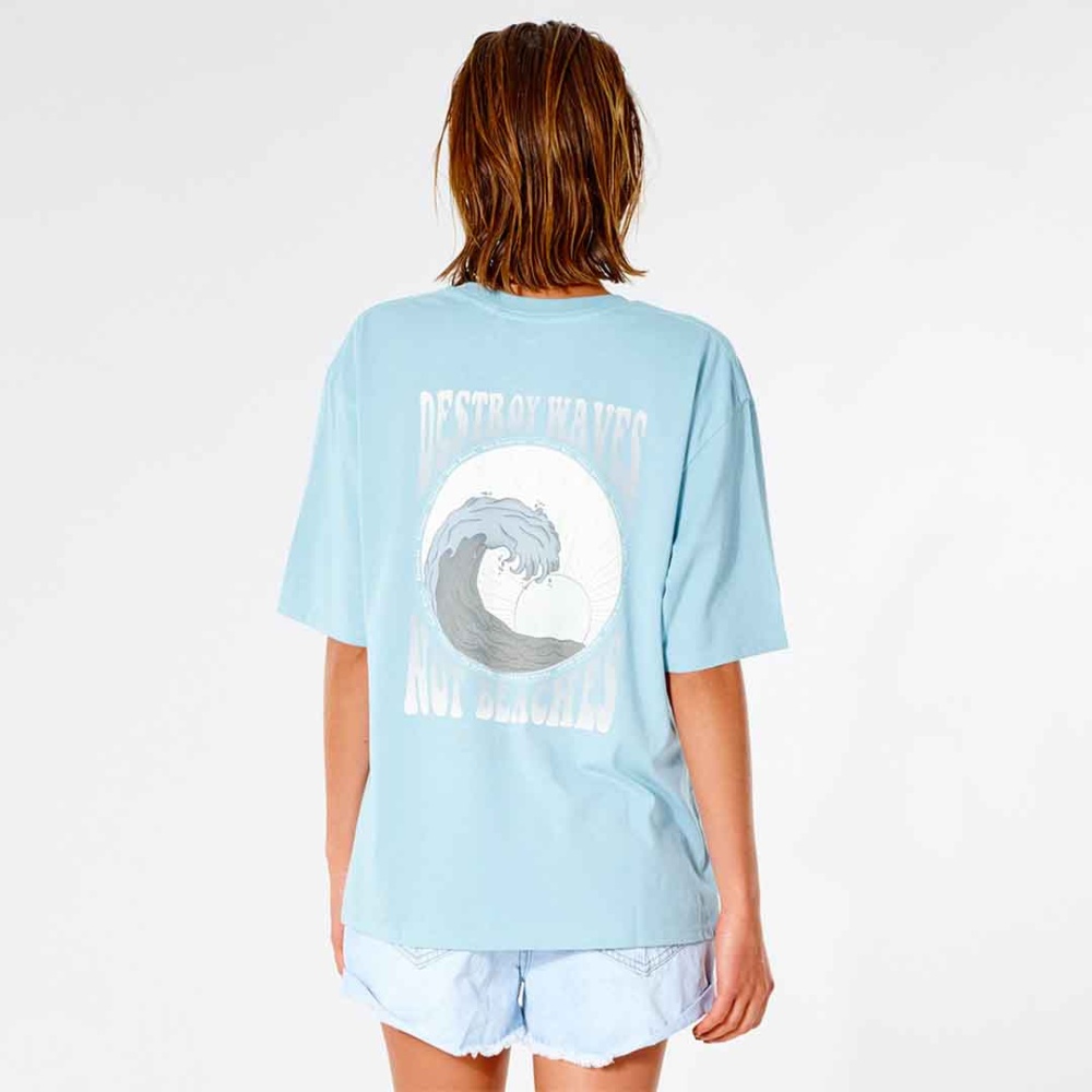Rip Curl Destroy Waves Heritage Fit T-Shirt in Teal