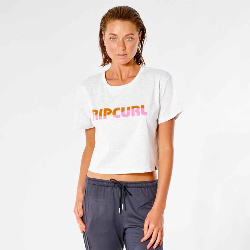Rip Curl VaporCool Crop T-Shirt in Light Grey Heather