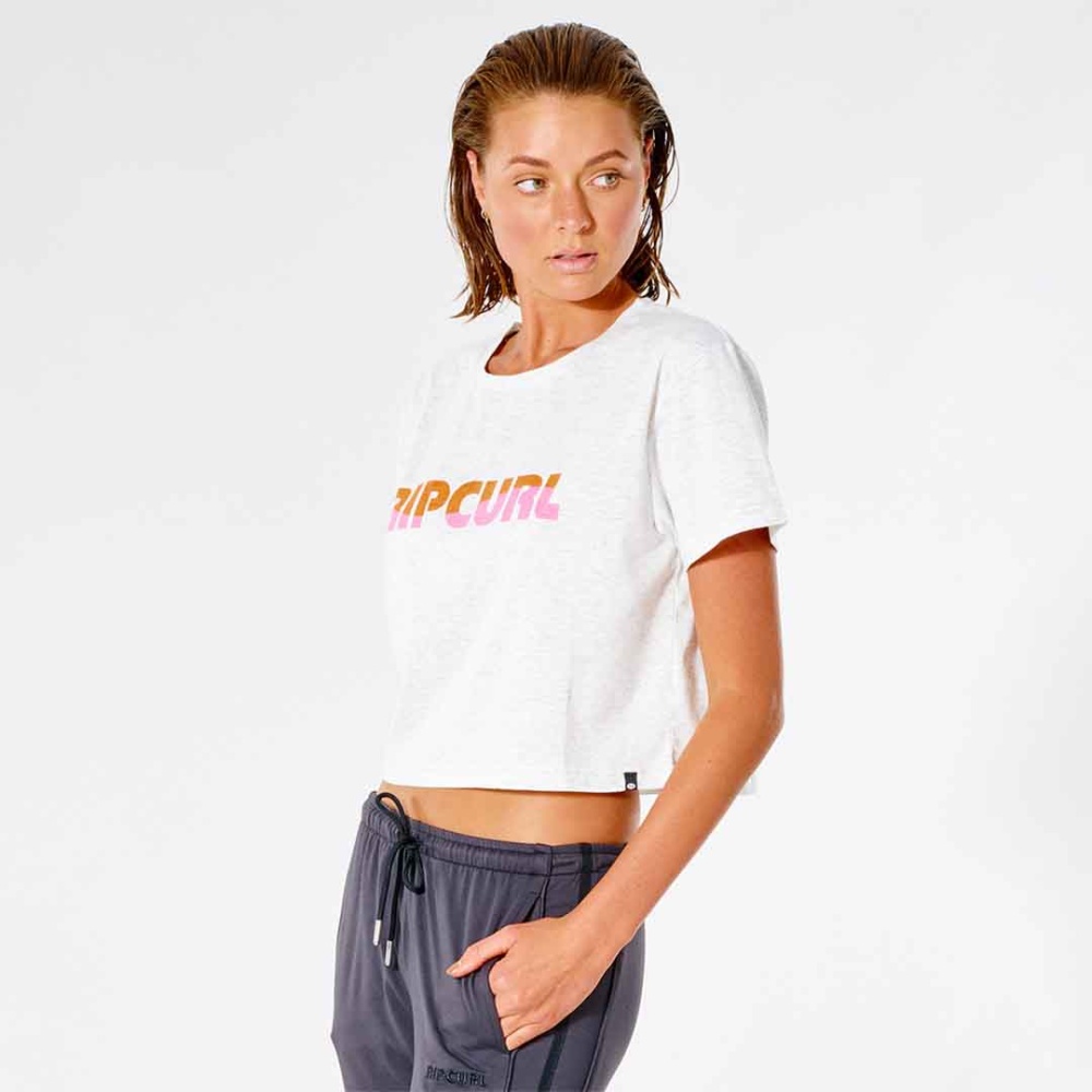 Rip Curl VaporCool Crop T-Shirt in Light Grey Heather