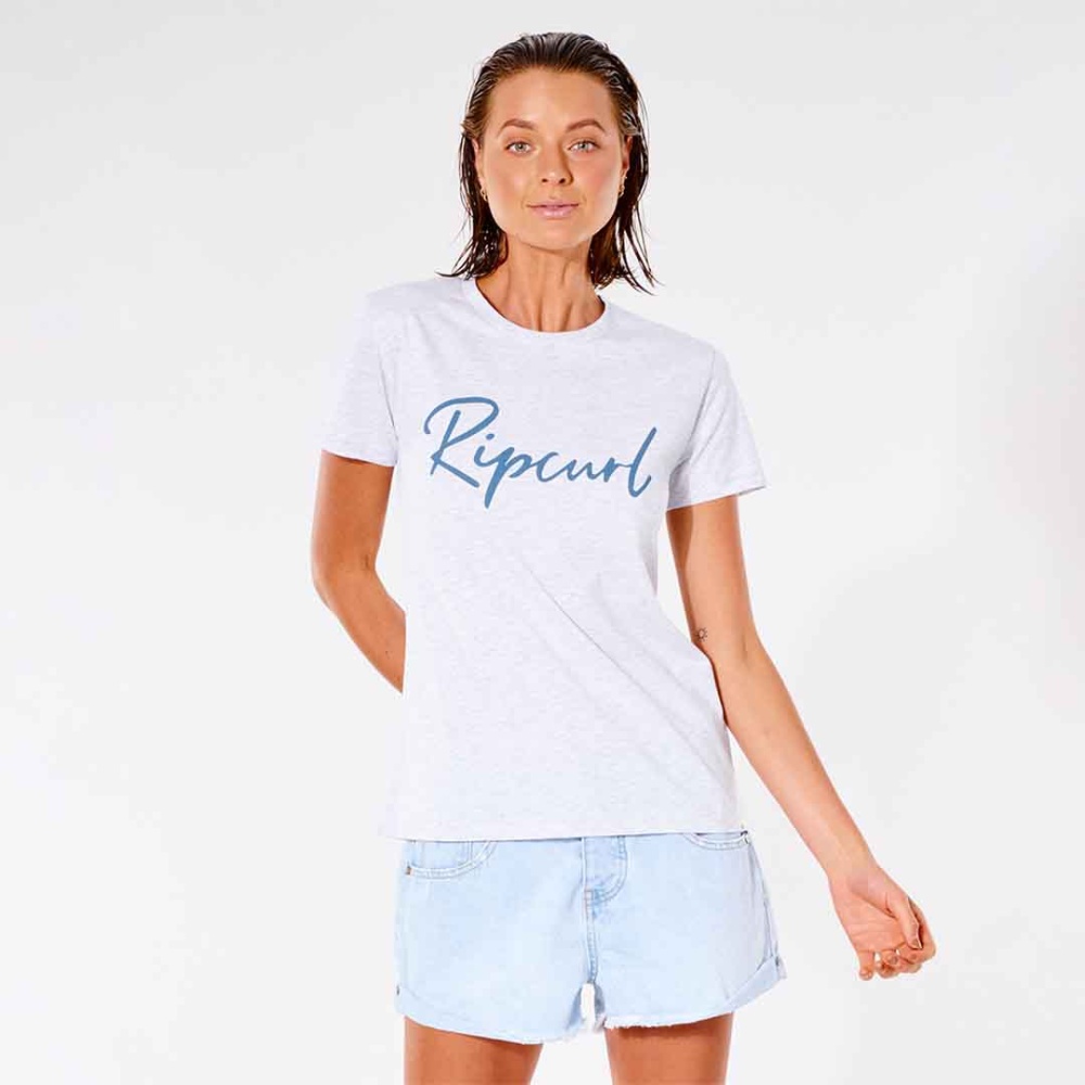 Rip Curl Standard Script T-Shirt in Light Grey Heather