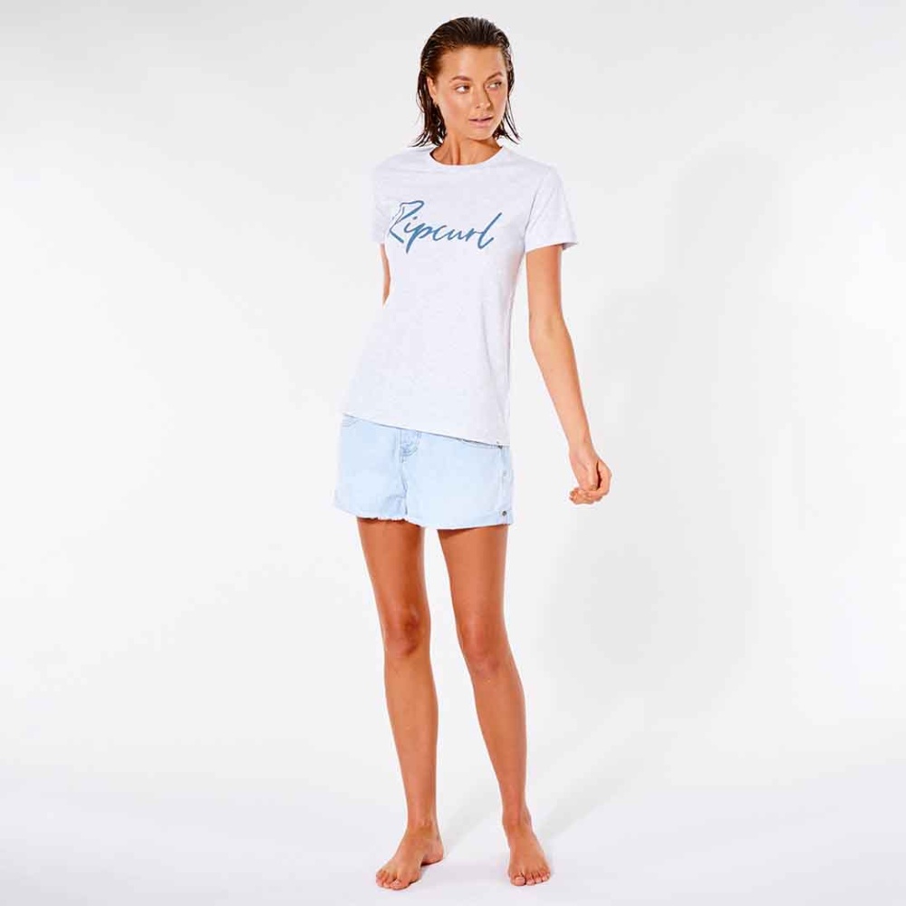 Rip Curl Standard Script T-Shirt in Light Grey Heather