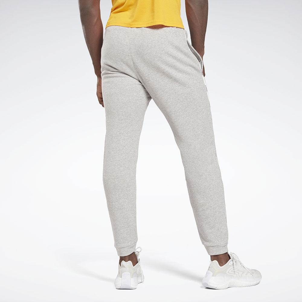 Reebok Workout Ready Piping Joggers In Medium Grey Heather