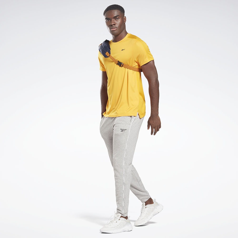 Reebok Workout Ready Piping Joggers In Medium Grey Heather