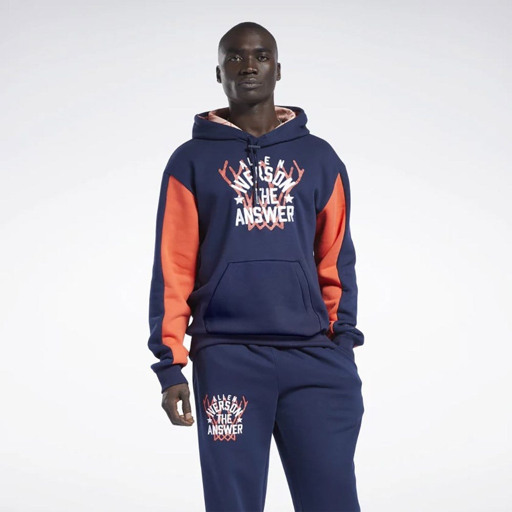 Reebok Iverson Basketball Fleece Hoodie In Vector Navy