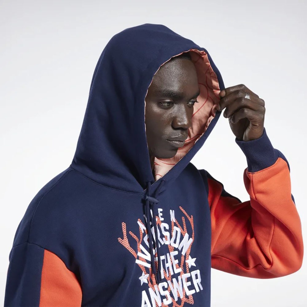 Reebok Iverson Basketball Fleece Hoodie In Vector Navy