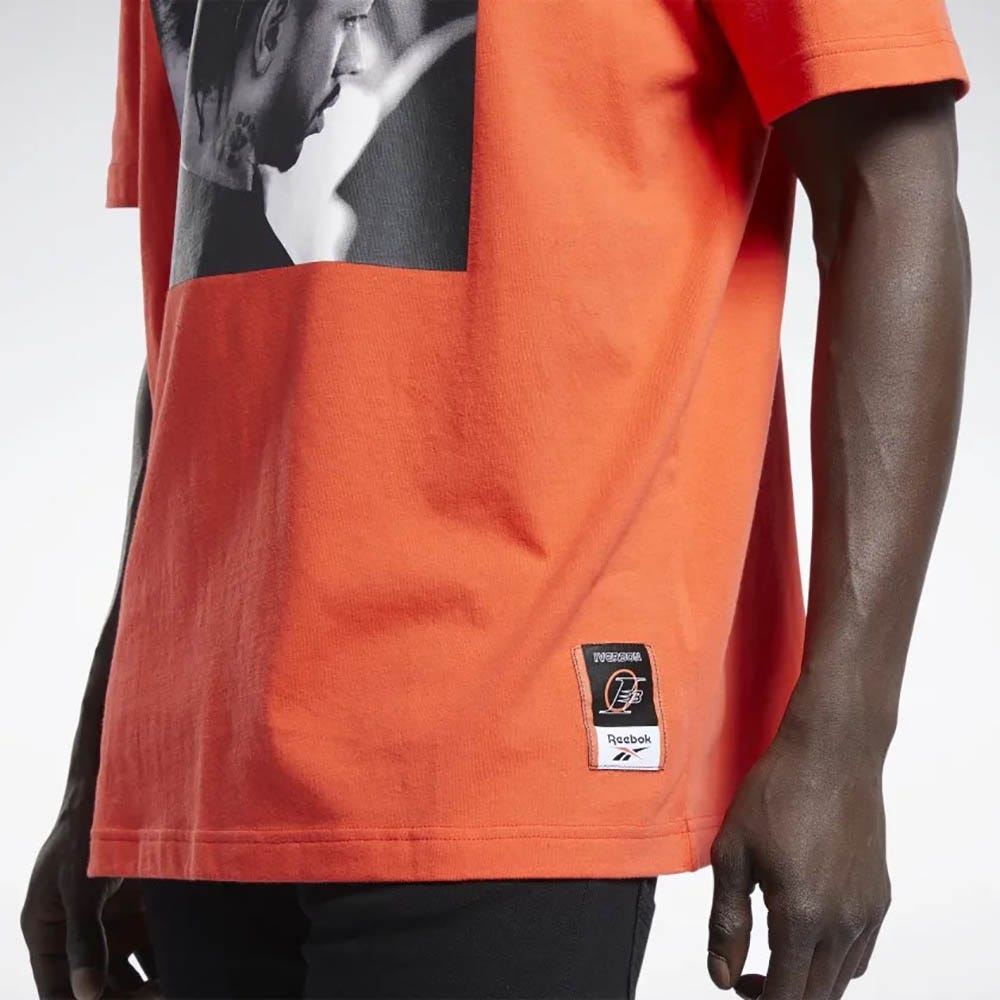 Reebok Iverson Basketball I3 Blue Print Short Sleeve T-Shirt In Dynamic Red