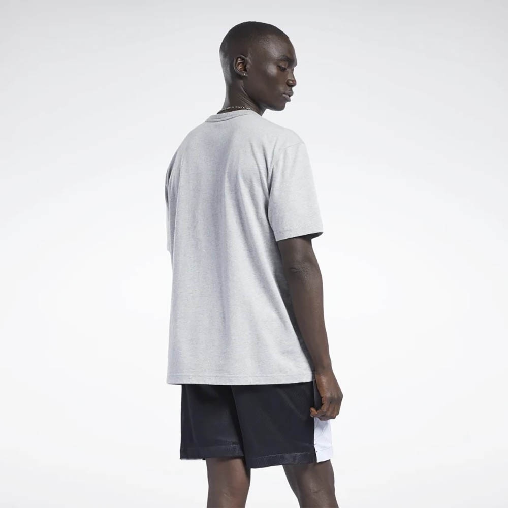 Reebok Iverson Basketball I3 Blue Print Short Sleeve T-Shirt In Medium Grey Heather