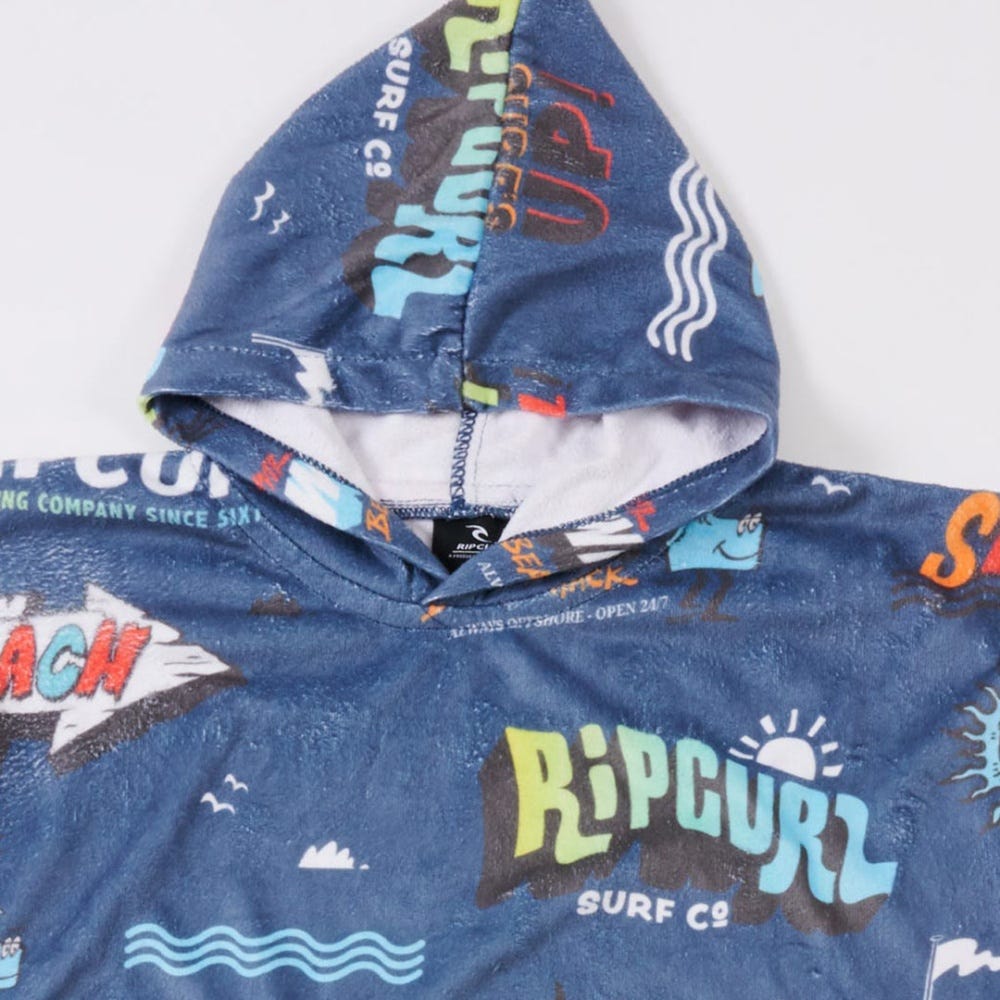 Rip Curl Kids Print Hooded Towel in Navy Red