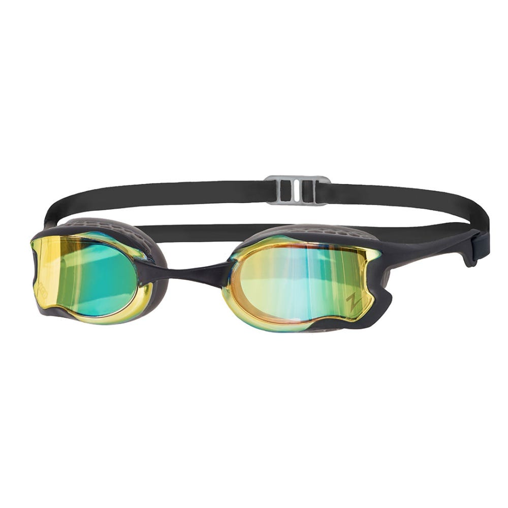 Zoggs Raptor HCB Mirror Goggles in Grey/Black, Mirror Blue Lens