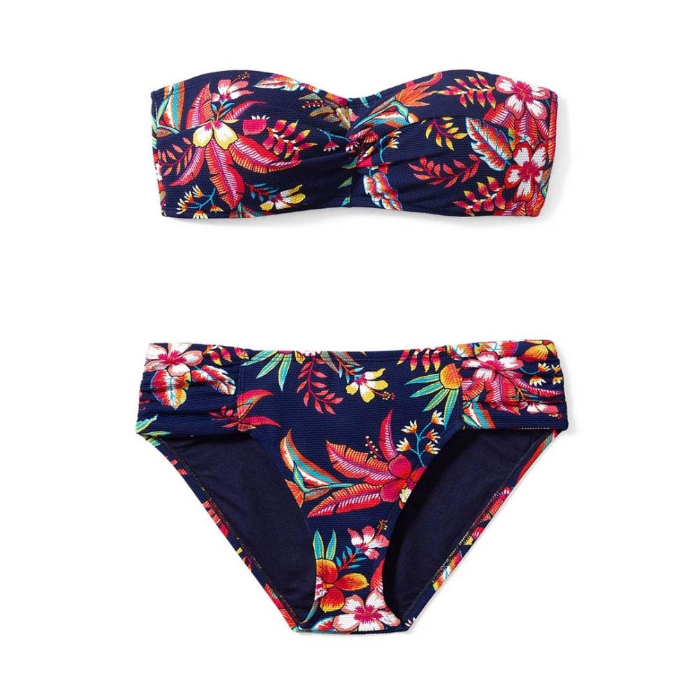 Tommy Bahama Island Cays Tropical Bandeau Bikini Top in Mare Navy