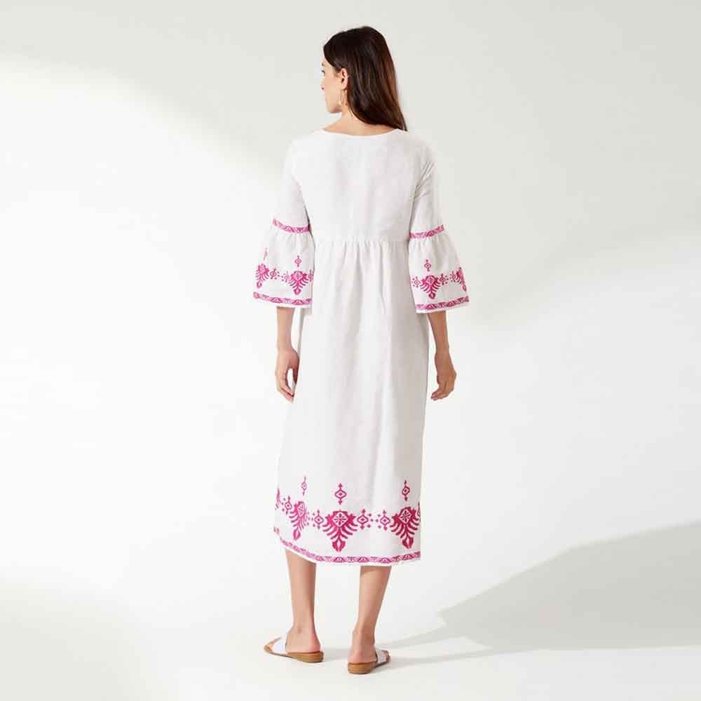 Tommy Bahama St. Lucia Embroidered Linen-Blend Maxi Dress in White