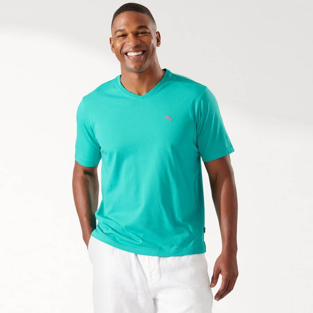 Tommy Bahama New Bali Skyline V-Neck T-Shirt in Ming Jade