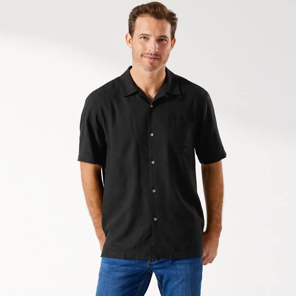 Tommy Bahama Royal Roulette Silk Camp Shirt in Black
