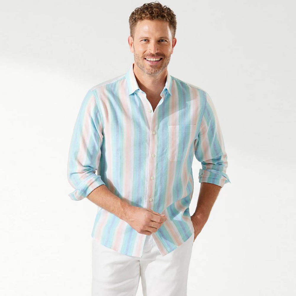 Tommy Bahama Sunset Pier Stripe Shirt in Blue Crush