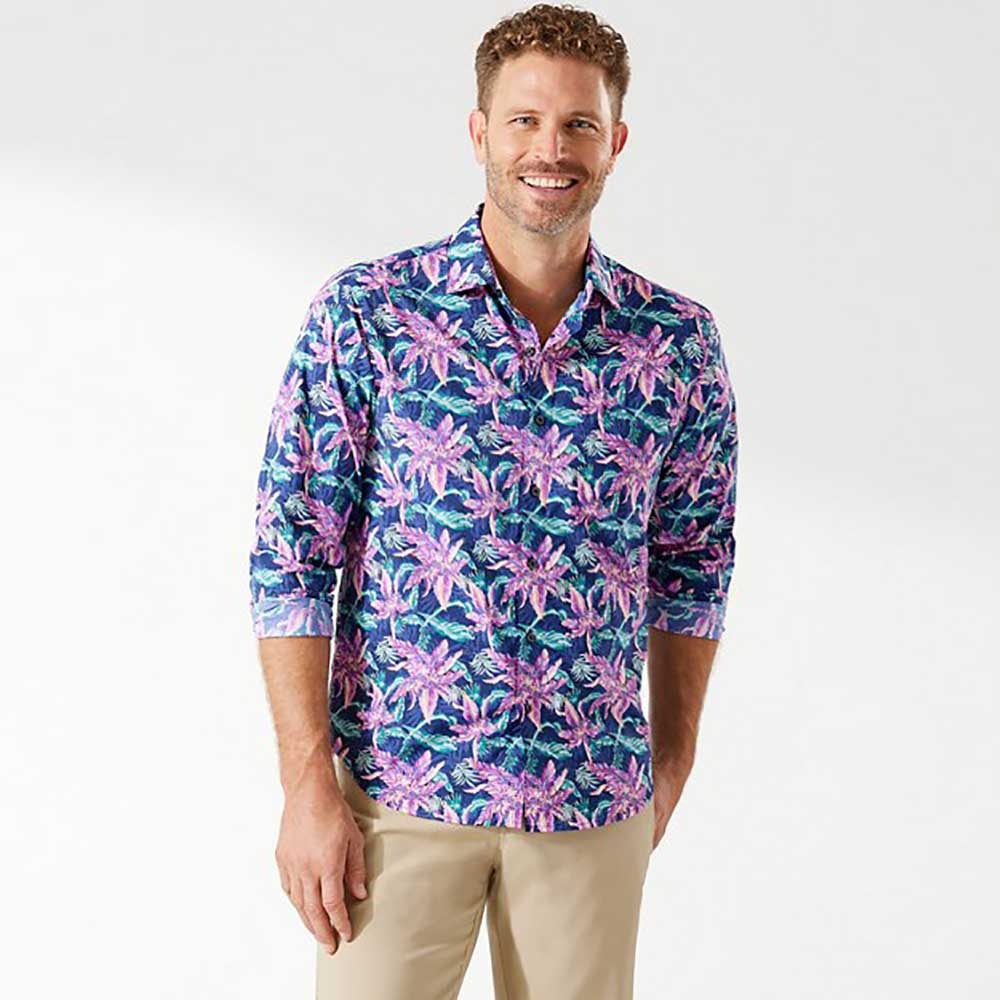 Tommy Bahama Siesta Key Night Flower IslandZone® Shirt in Dark Blue Muse
