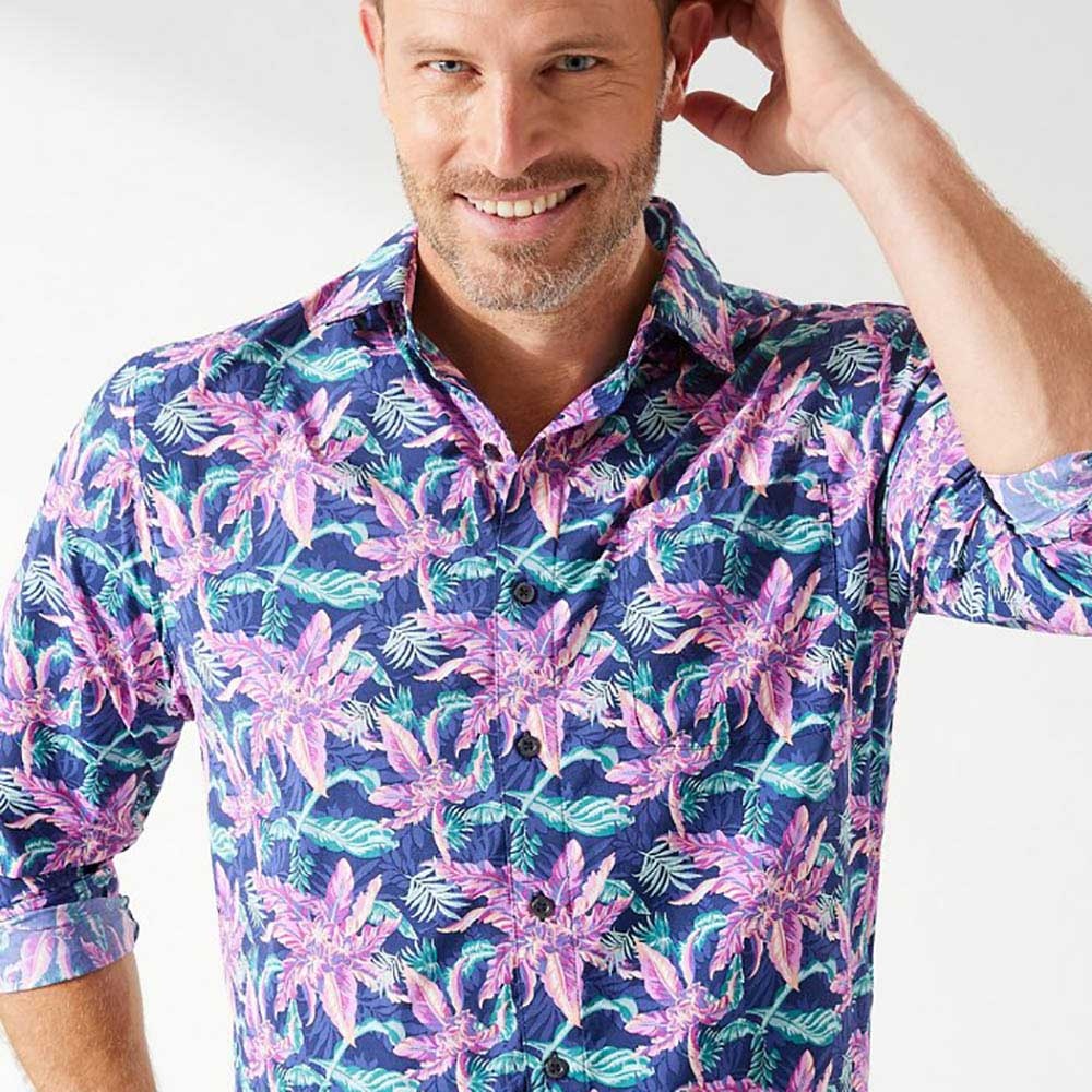Tommy Bahama Siesta Key Night Flower IslandZone® Shirt in Dark Blue Muse