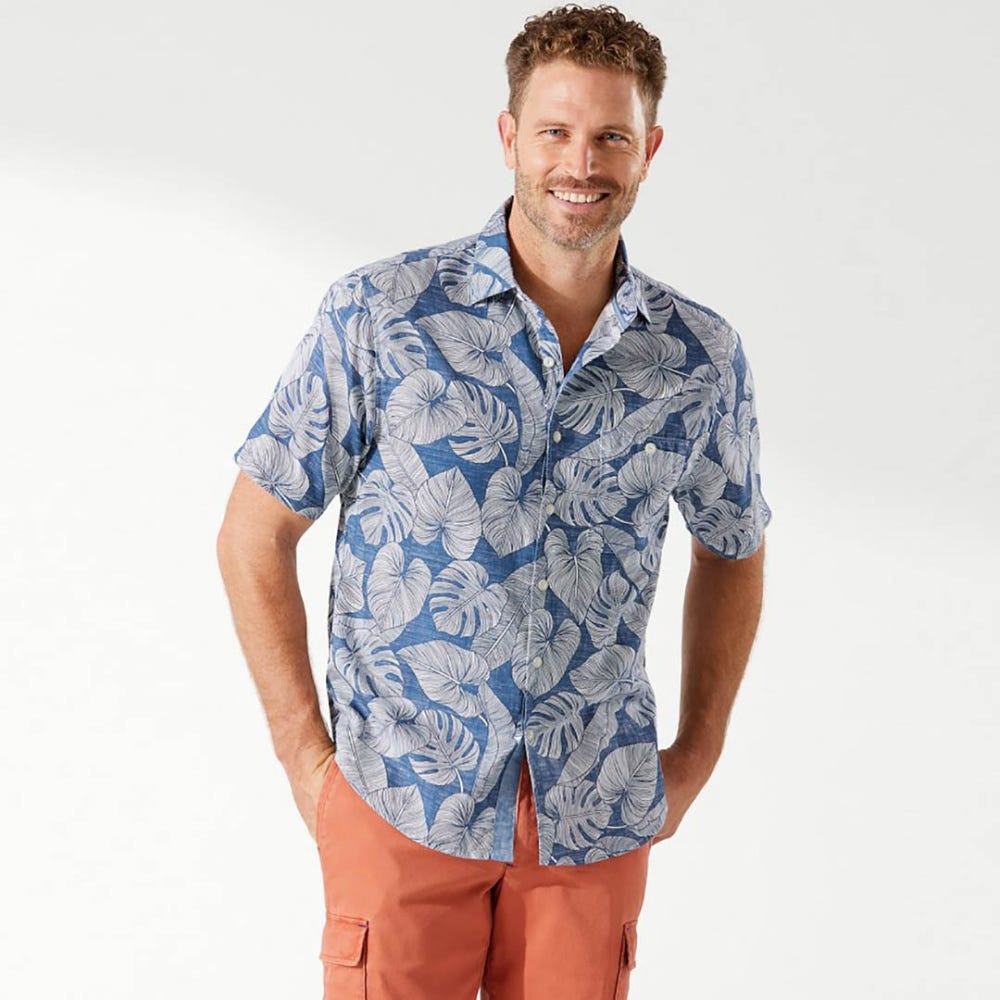 Tommy Bahama Tortola Boca Fronds Camp Shirt in Dark Blue Muse