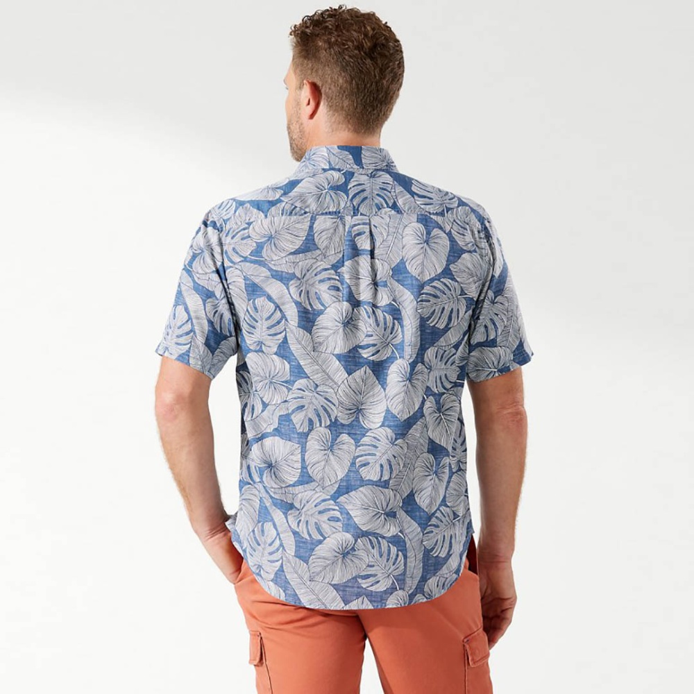 Tommy Bahama Tortola Boca Fronds Camp Shirt in Dark Blue Muse