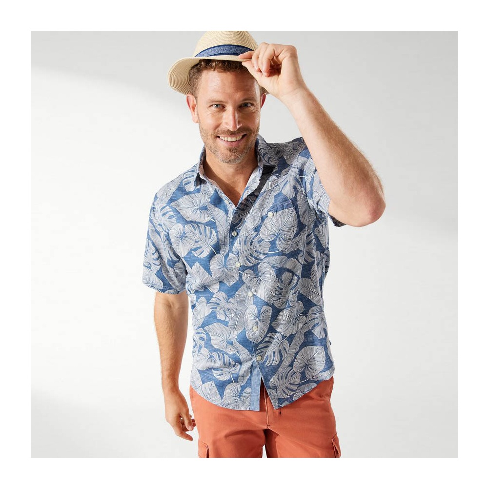 Tommy Bahama Tortola Boca Fronds Camp Shirt in Dark Blue Muse