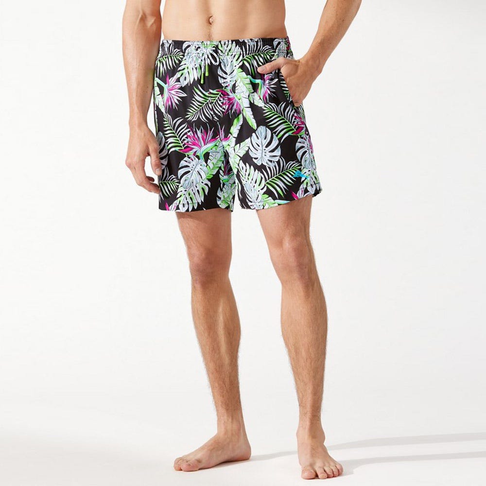 Tommy Bahama Naples Monstera Paradise 6-Inch Swim Trunks in Black
