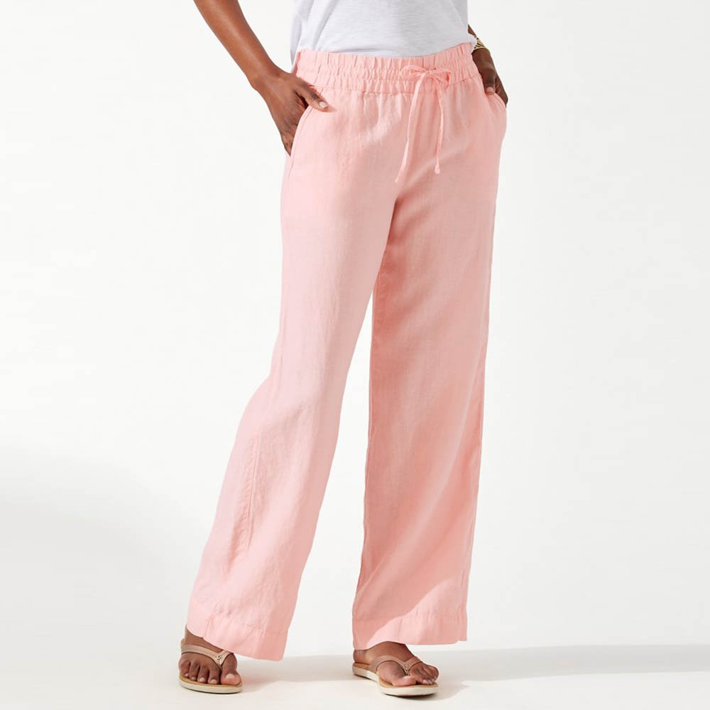 Tommy Bahama Two Palms High-Rise Linen Easy Pants in Light Salmon