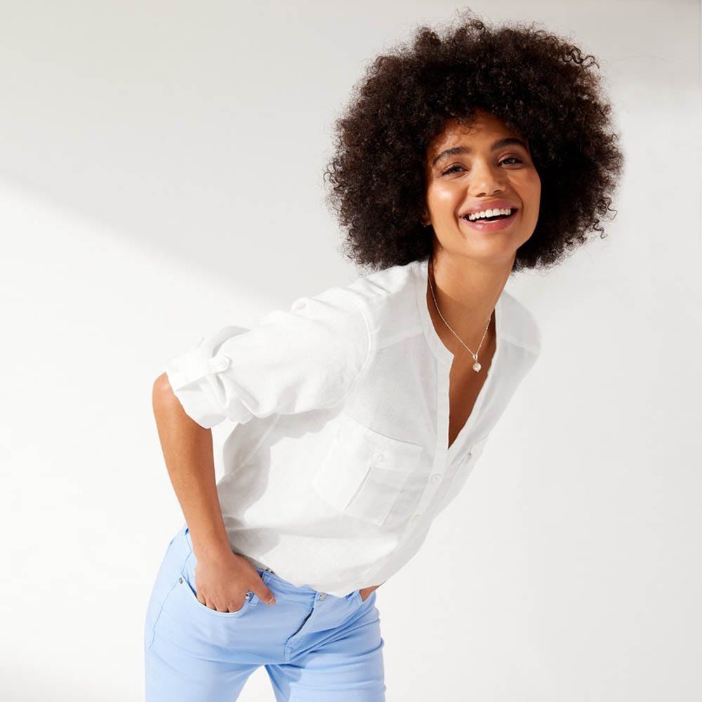 Tommy Bahama Coastalina Stretch-Linen Long-Sleeve Shirt in White