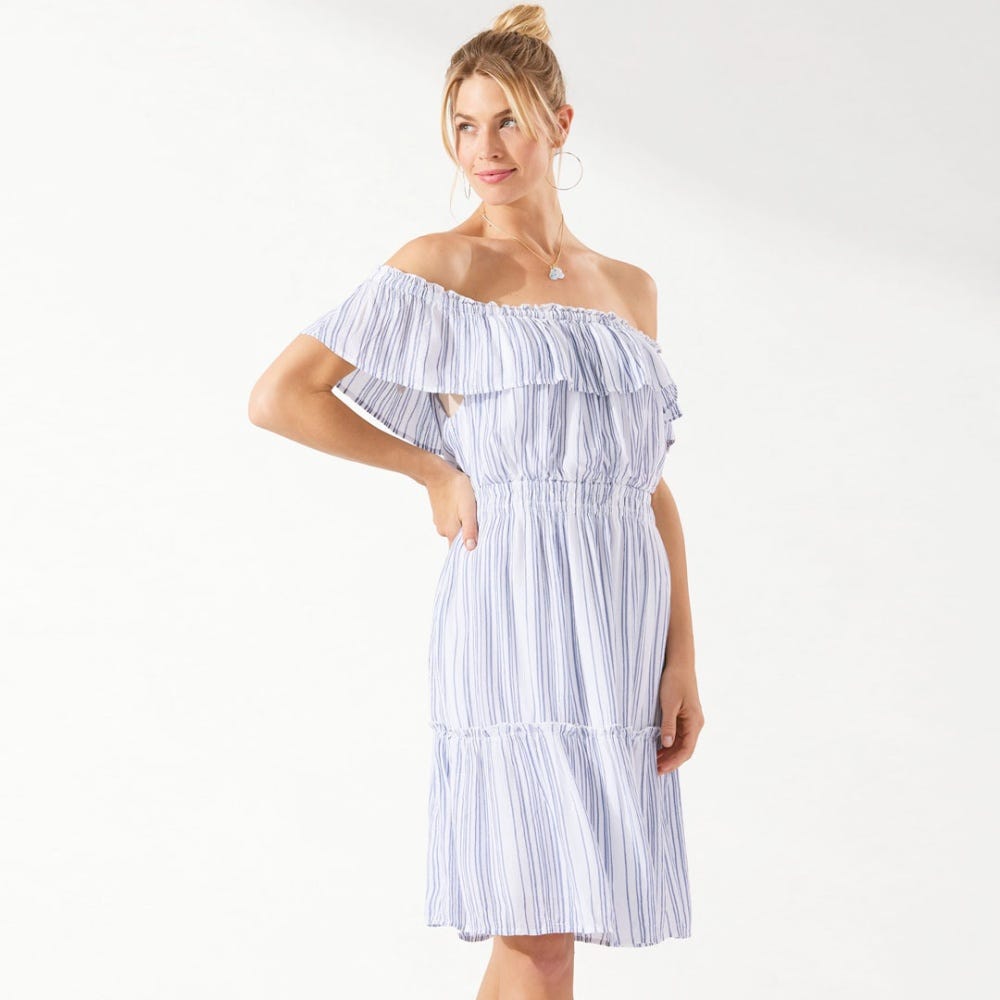 Tommy Bahama Aloha Avenue Off-The-Shoulder Short Dress