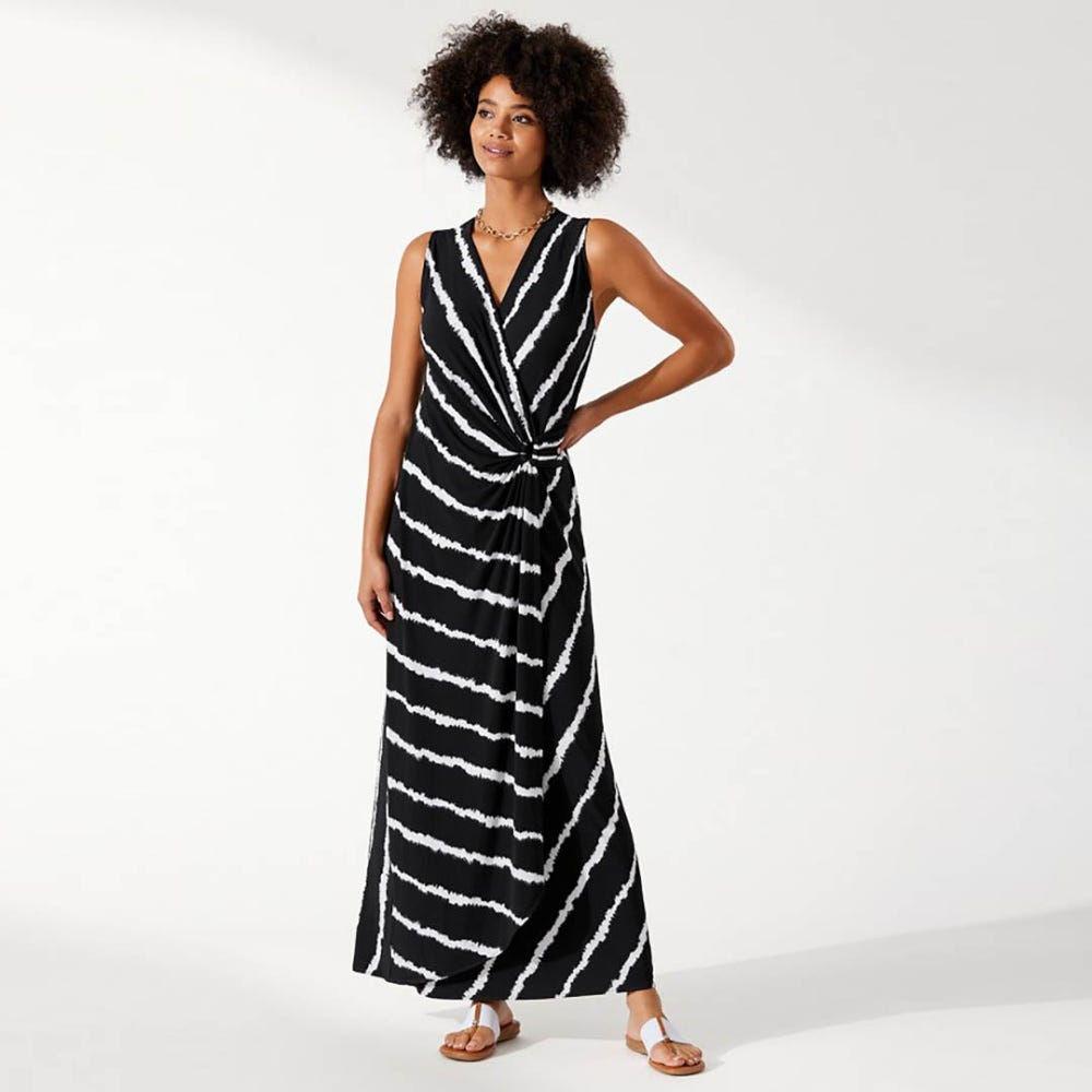 Tommy Bahama Clara Tie Dive Faux-Wrap Maxi Dress in Black