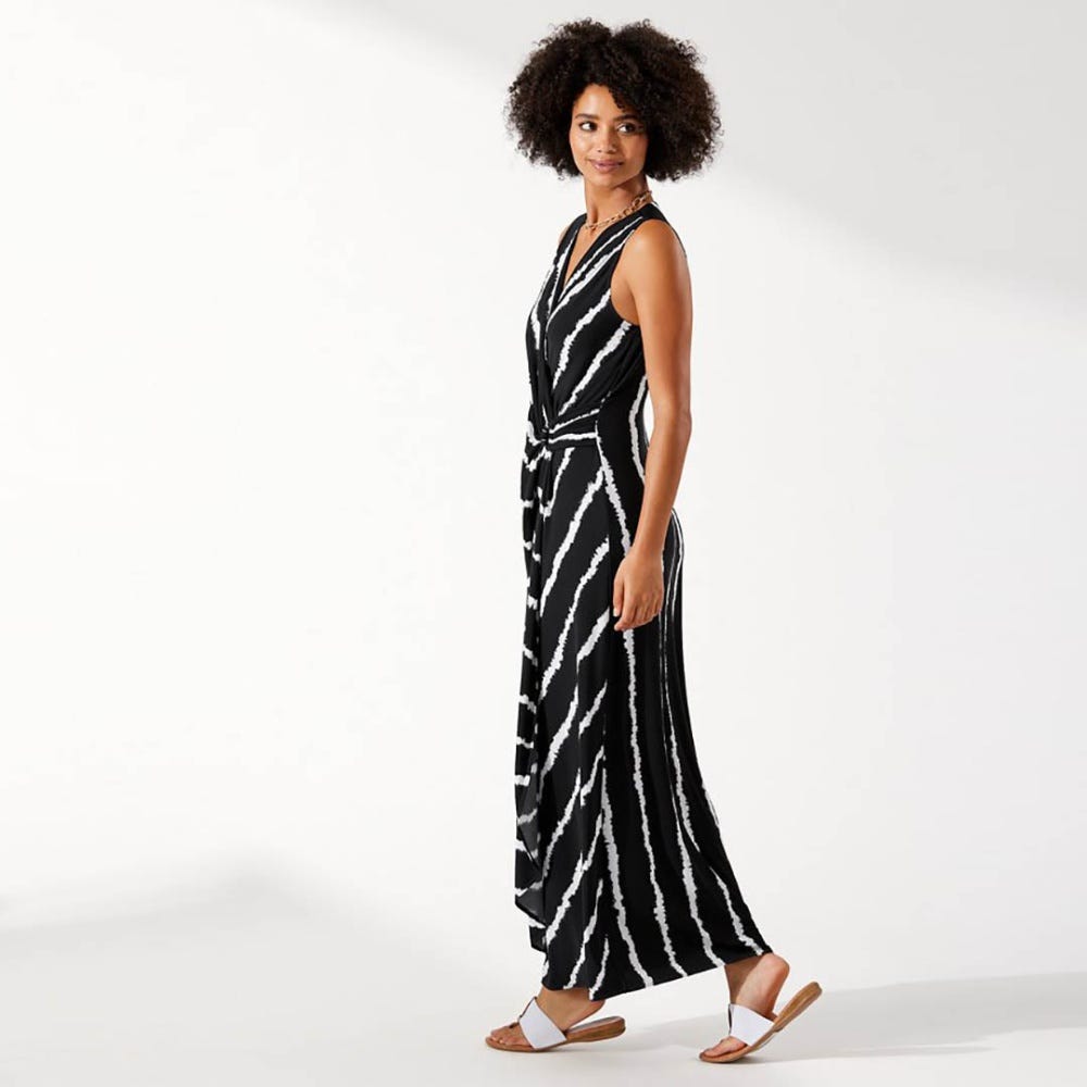 Tommy Bahama Clara Tie Dive Faux-Wrap Maxi Dress in Black