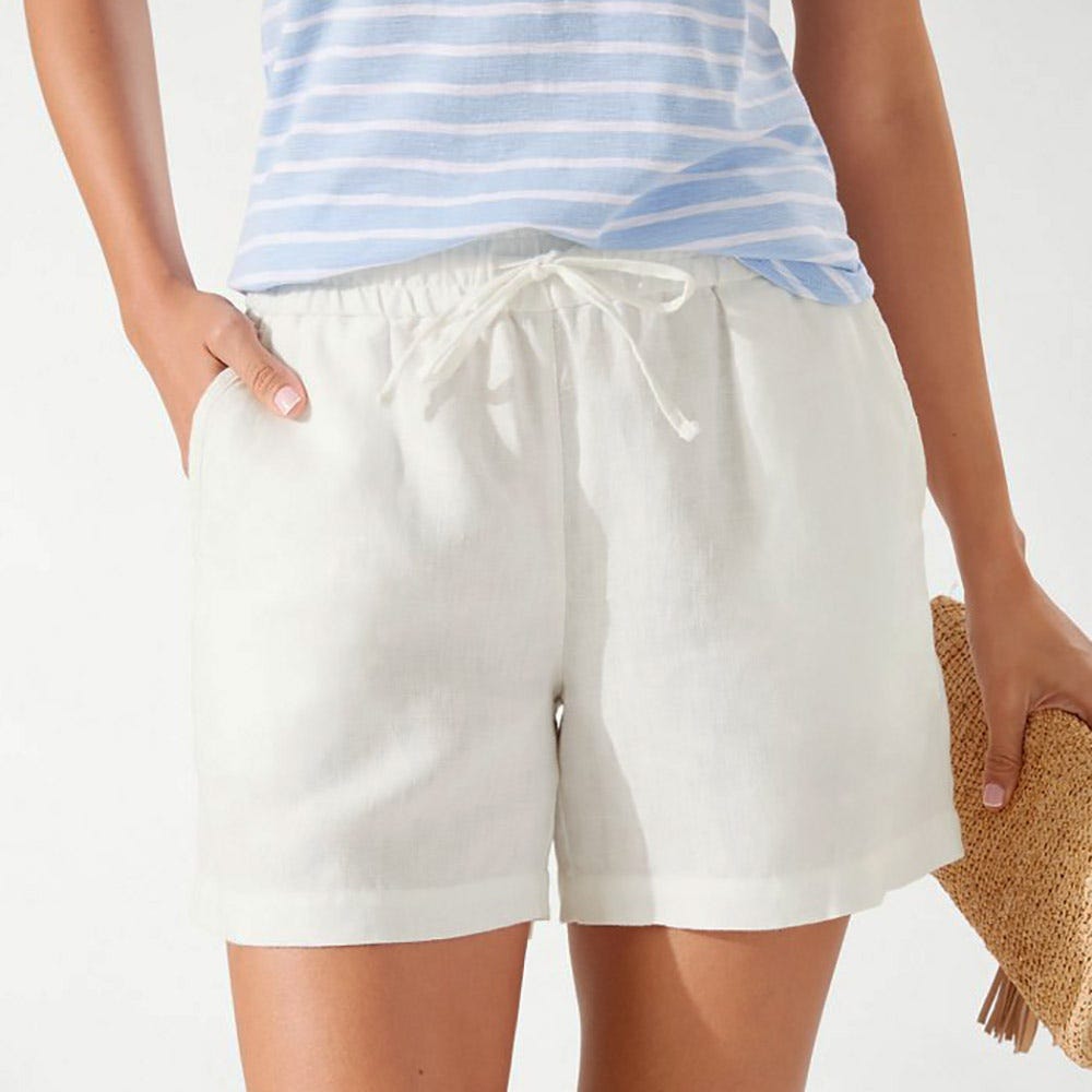 Tommy Bahama Palmbray High-Rise Linen Easy Shorts in White