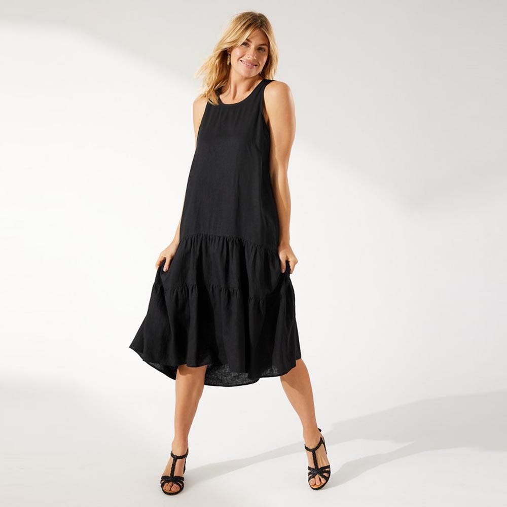 Tommy Bahama Lena Gauze Midi Sundress In Black