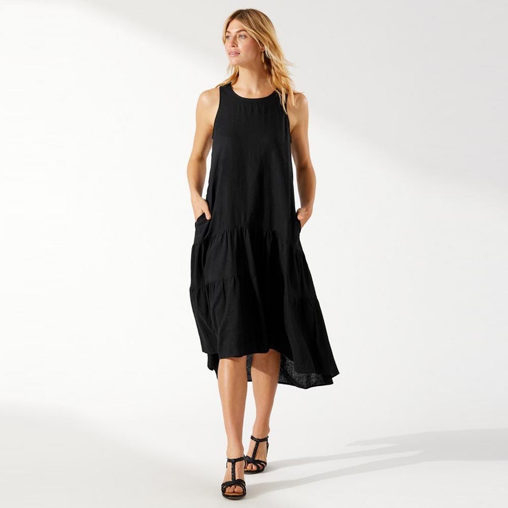 Tommy Bahama Lena Gauze Midi Sundress In Black