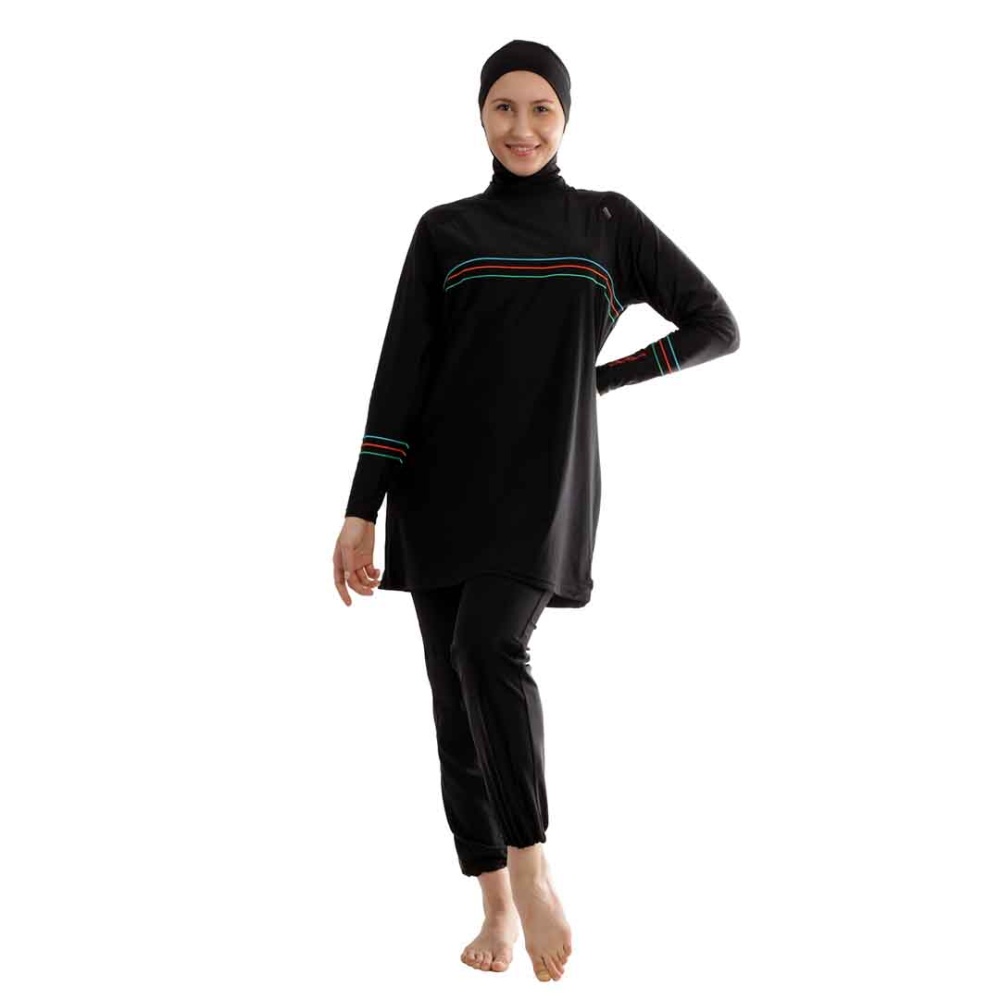 Veilkini Black Sleek Full Cover Reguler Fit Modesty Suit in Black