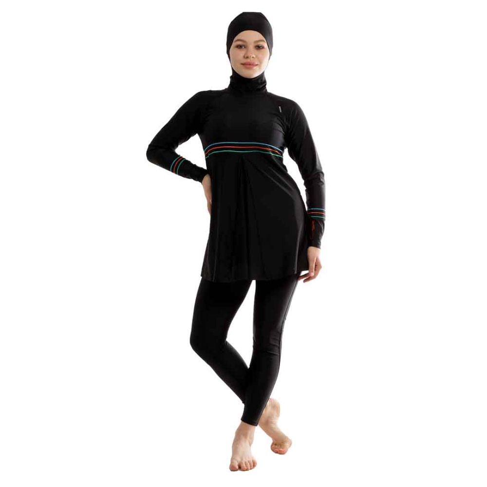 Veilkini Black Sleek Full Cover Sporty Fit Modesty Suit in Black