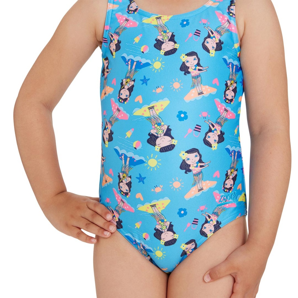 Zoggs Hula Girl Scoopback One Piece Swimsuit in Blue