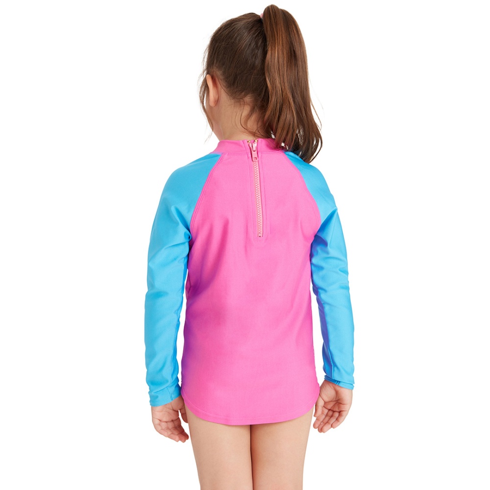 Zoggs Ice Friends Long Sleeve Zip Sun Top in Pink