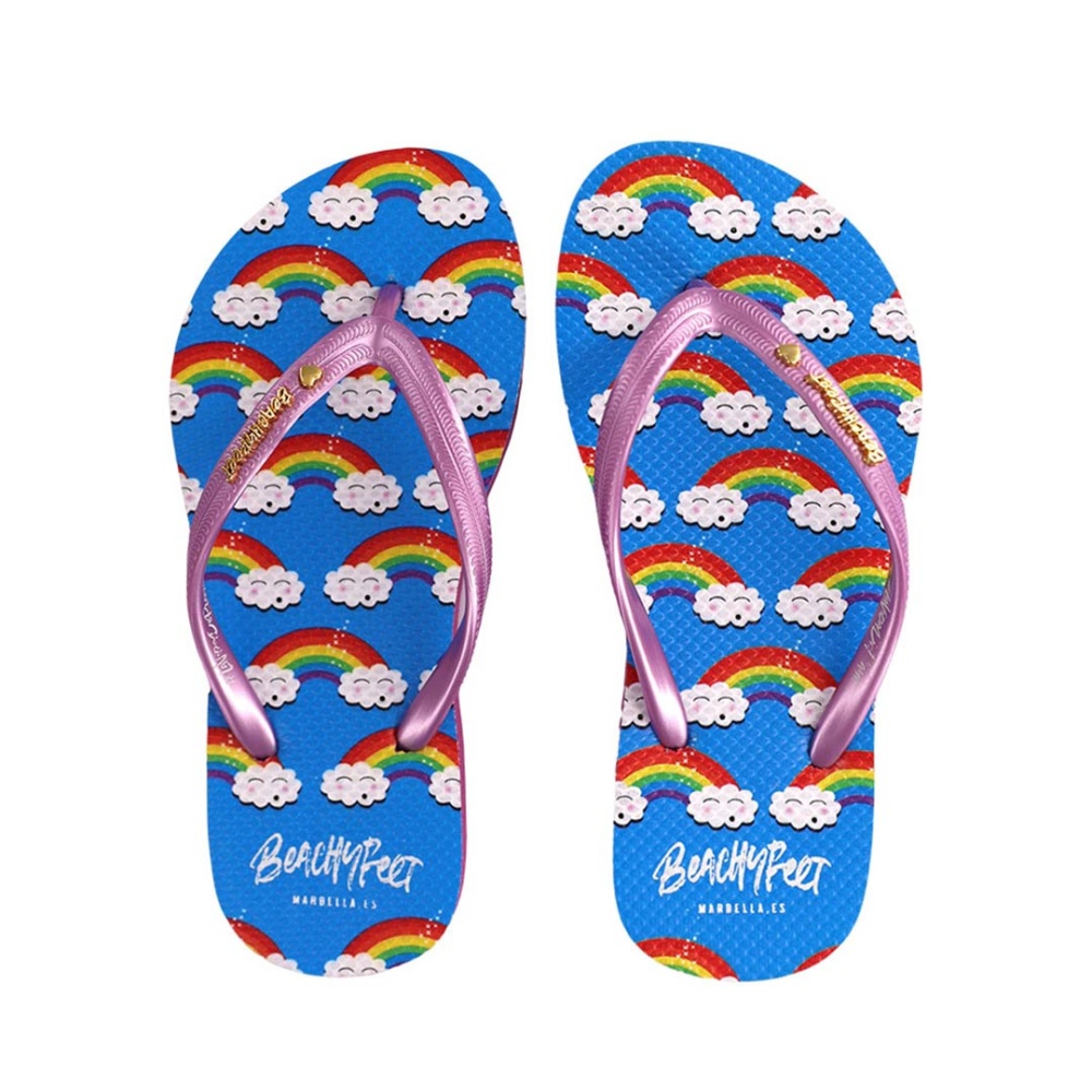 BeachyFeet Kids Arcoiris Flip Flops in Blue