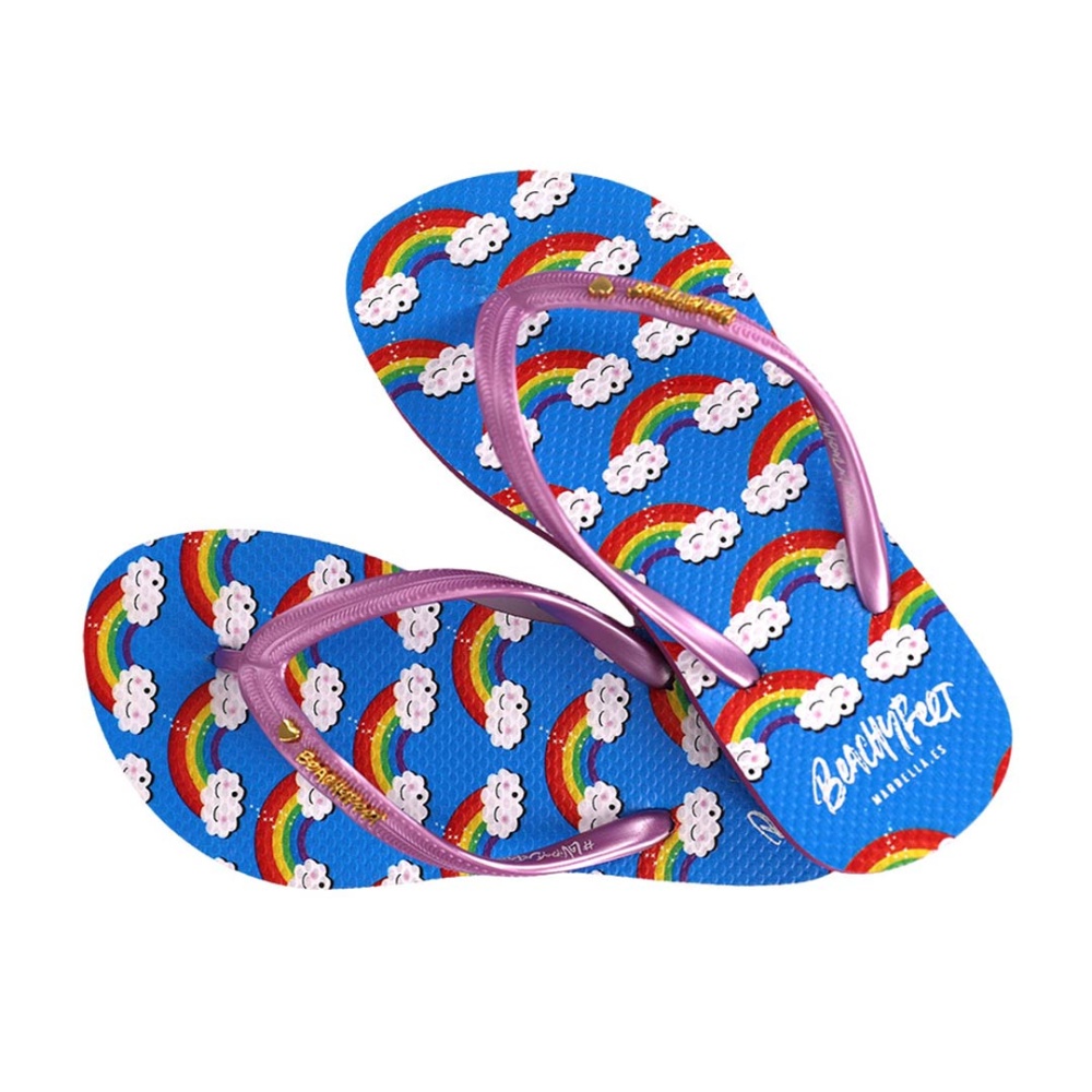 BeachyFeet Kids Arcoiris Flip Flops in Blue