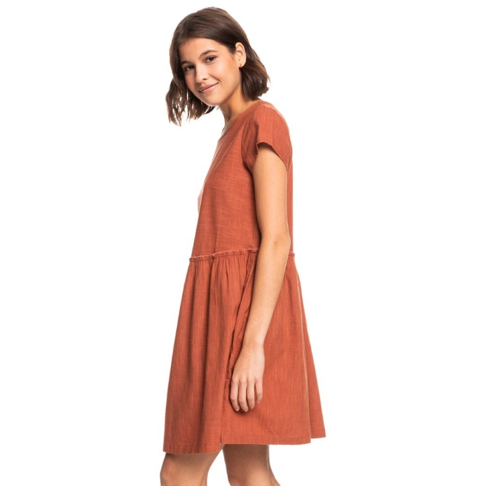 Roxy Blue Vibes Woven Dress In Rustic Brown