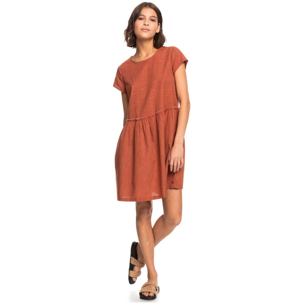 Roxy Blue Vibes Woven Dress In Rustic Brown