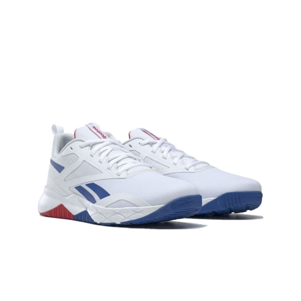 Reebok NFX Trainers Men's Shoes In FTR White/Cold Grey/Vector Blue