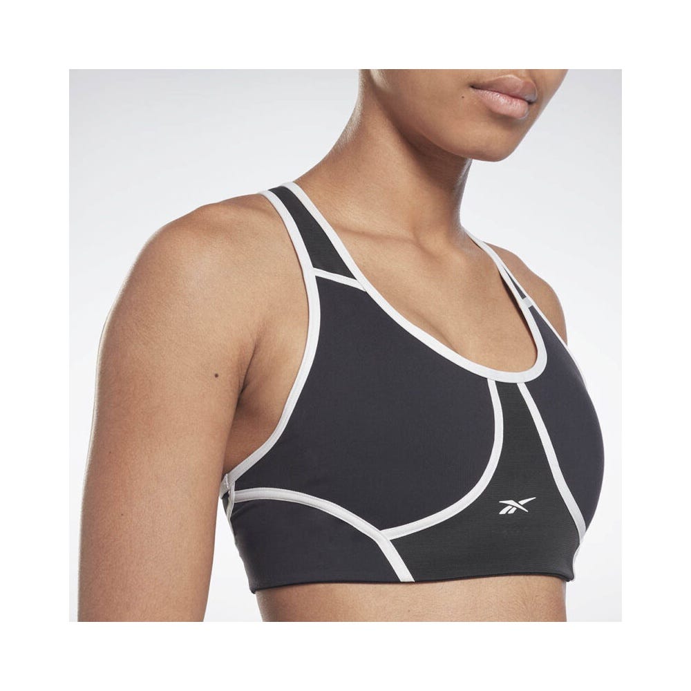 Reebok Lux Racer Colorblocked Padded Bra In Black