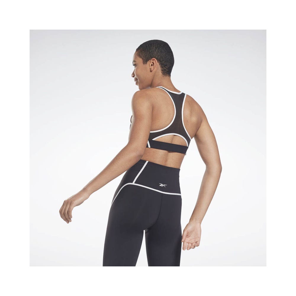 Reebok Lux Racer Colorblocked Padded Bra In Black