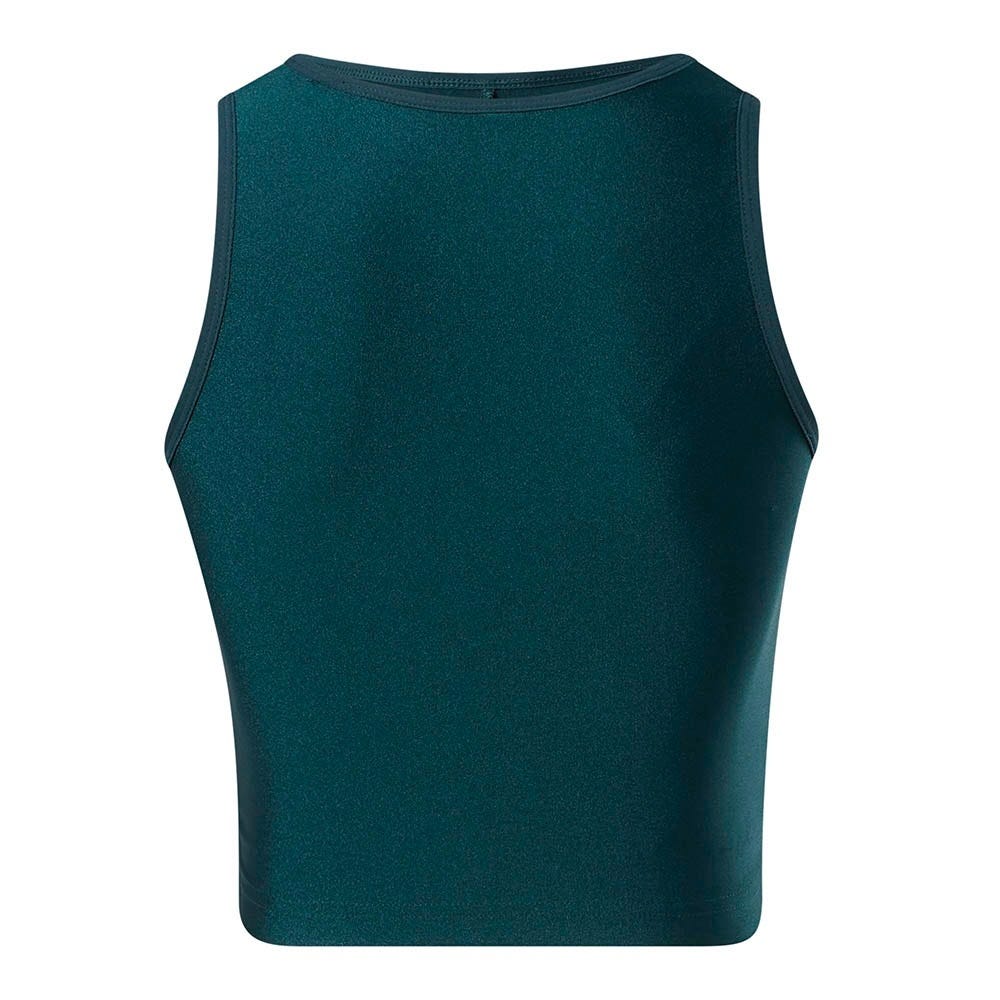 Reebok Shiny Yoga Scribble Crop Tank Top In Forest Green