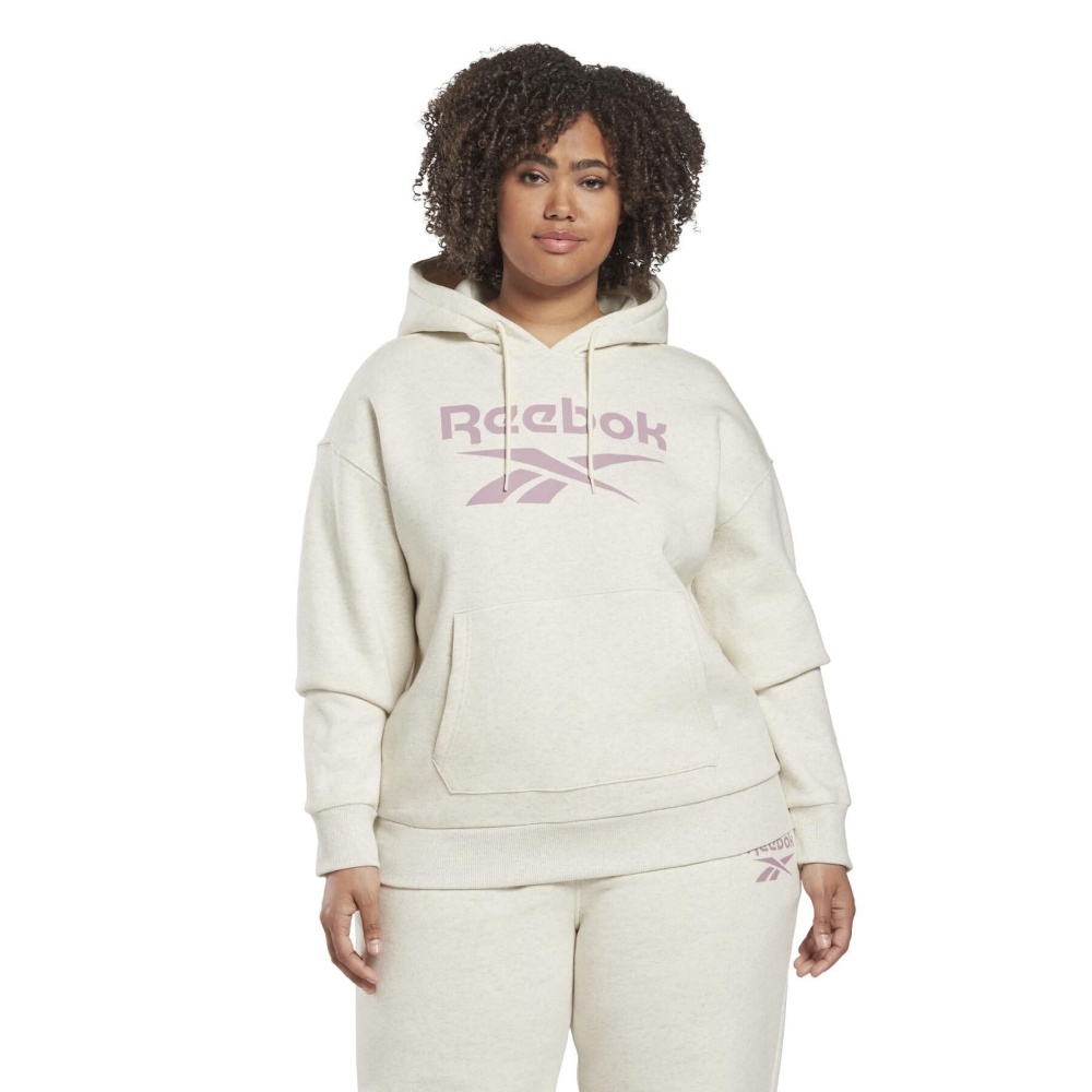 Reebok Identity Logo Fleece Hoodie (Plus Size) In Classic White Mel